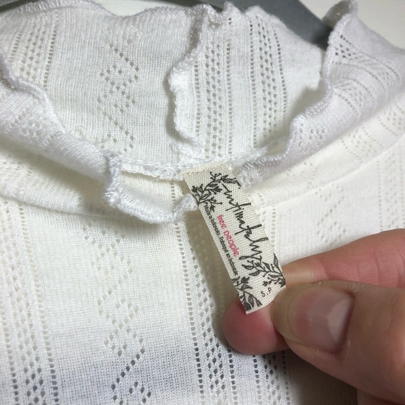 Free People White Long Sleeve Lace Turtle Neck - Picture 4 of 5